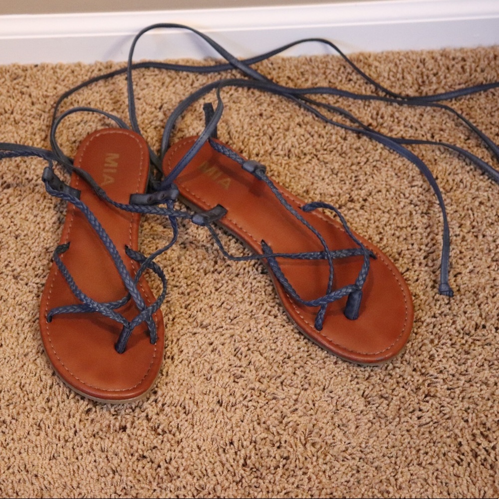 MIA Navy Lace Up Gladiator Sandals